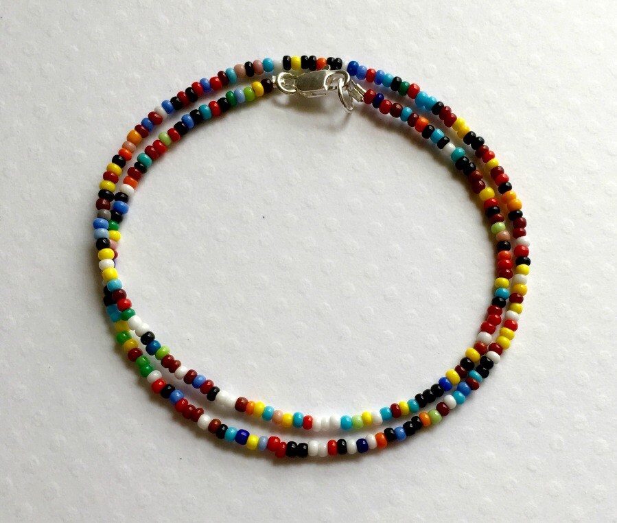 Download Multi-Color Seed Bead Necklace/Choker, Choose a Length, Retro Look, Tiny Multi-Color Seed Bead ...