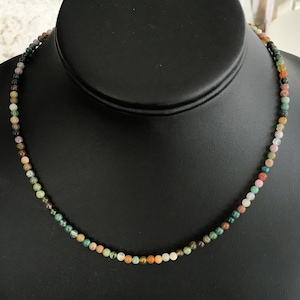 Fancy Jasper Very Small and Small Stone Necklace, 2.5-3mm and NOW 4mm Fancy Jasper Multi Color Stone Necklace / Choker, Short Necklace