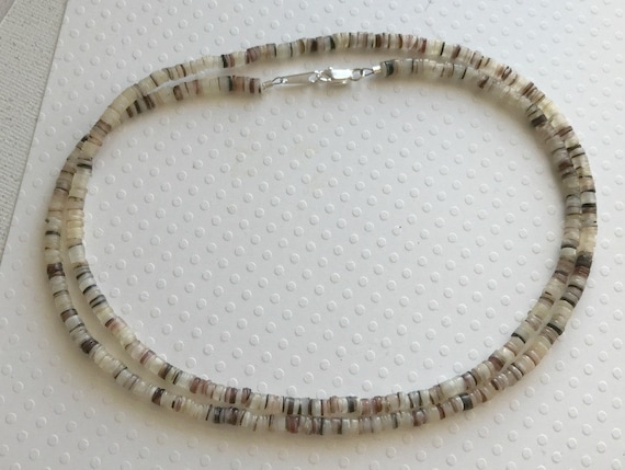 Hammer Oyster Shell Heishi Heshe Necklace Extra Long Tiny 1 3