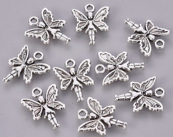 50 Fairy Charms Angel Charms Antique Silver Tone  20 x 15 mm US Seller ts1963