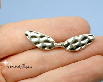 6 Angel Wing Spacer Beads 42 x 11 mm Antique Silver Tone US Seller ts1697