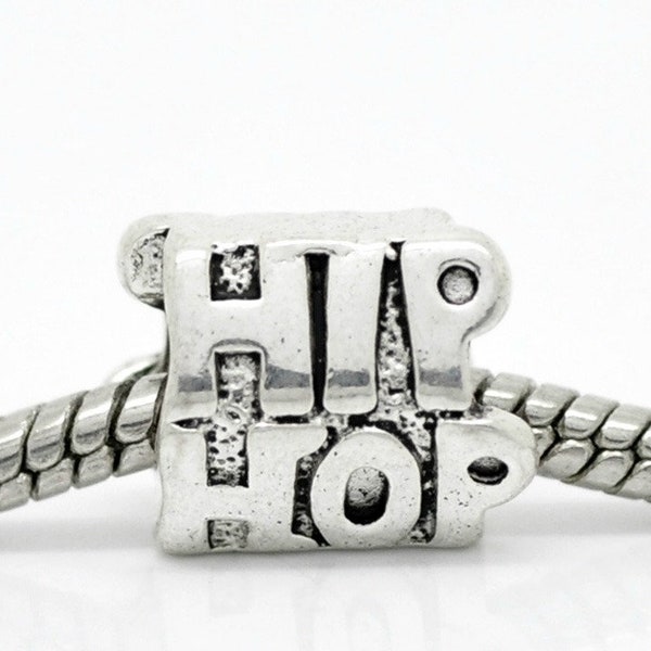 2 Hip Hop European Bracelet Bead Charm Tibetan Silver 14 x 10 mm ts1552