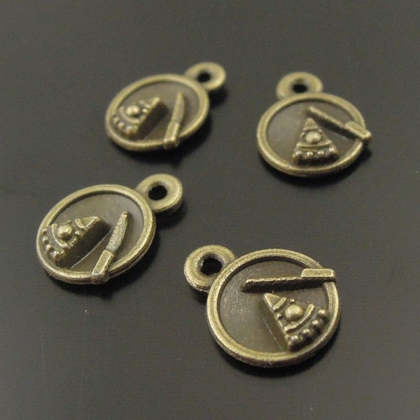 20 Plate Charms 11 x 8 mm Antique Bronze Cake Charm  bz187