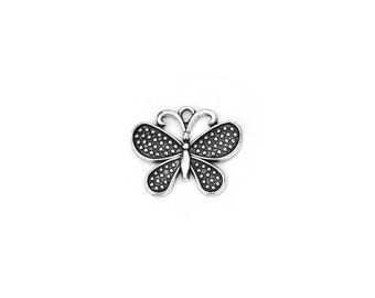 8 Butterfly Charms 25 x 21 mm Antique Silver Tone US Seller  ts1369