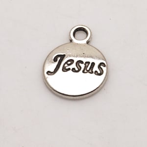 10 Jesus Word Charms Religious Christian Charms Tibetan Silver Antique Silver Tone 15 x 12 mm   ts1513
