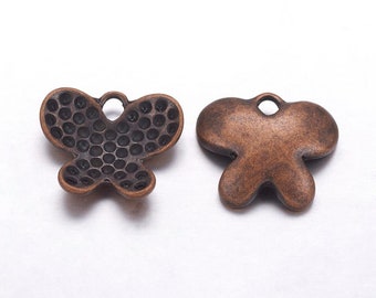 Bulk 50 Butterfly Charm Antique Copper Tone 20 x 18 mm US Seller cg316