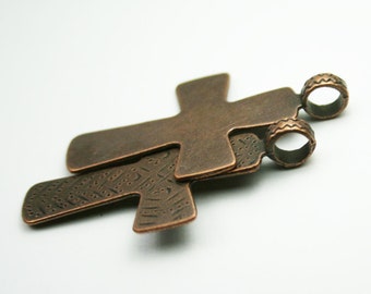 Cross Charm Pendant Antique Copper 48 x 29 mm US Seller  cg129