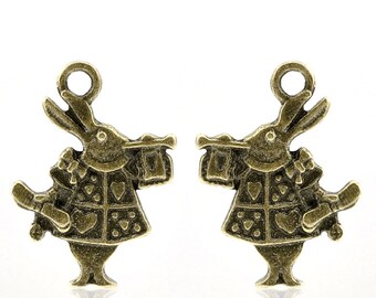 3 Rabbit Charm Antique Bronze 20 x 15 mm US Seller bz414