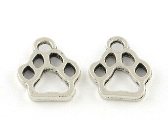 3 Dog Paw Charms Antique Silver 13 x 11 mm US Seller ts1680