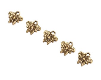 Bulk 80 Butterfly Charms Antique Gold Tone 10 x 10 mm US Seller  cg349