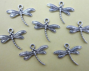 Bulk 100 Dragonfly Charms Tibetan Antique Silver 19 x 15 mm US Seller ts1528