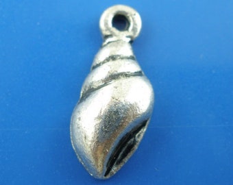 3 Seashell Charms Antique Silver Tone 15 x 6 mm US Seller ts1841