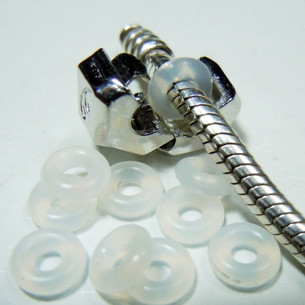 20 Clear Rubber Stoppers For European Bracelets  US Seller - ec196