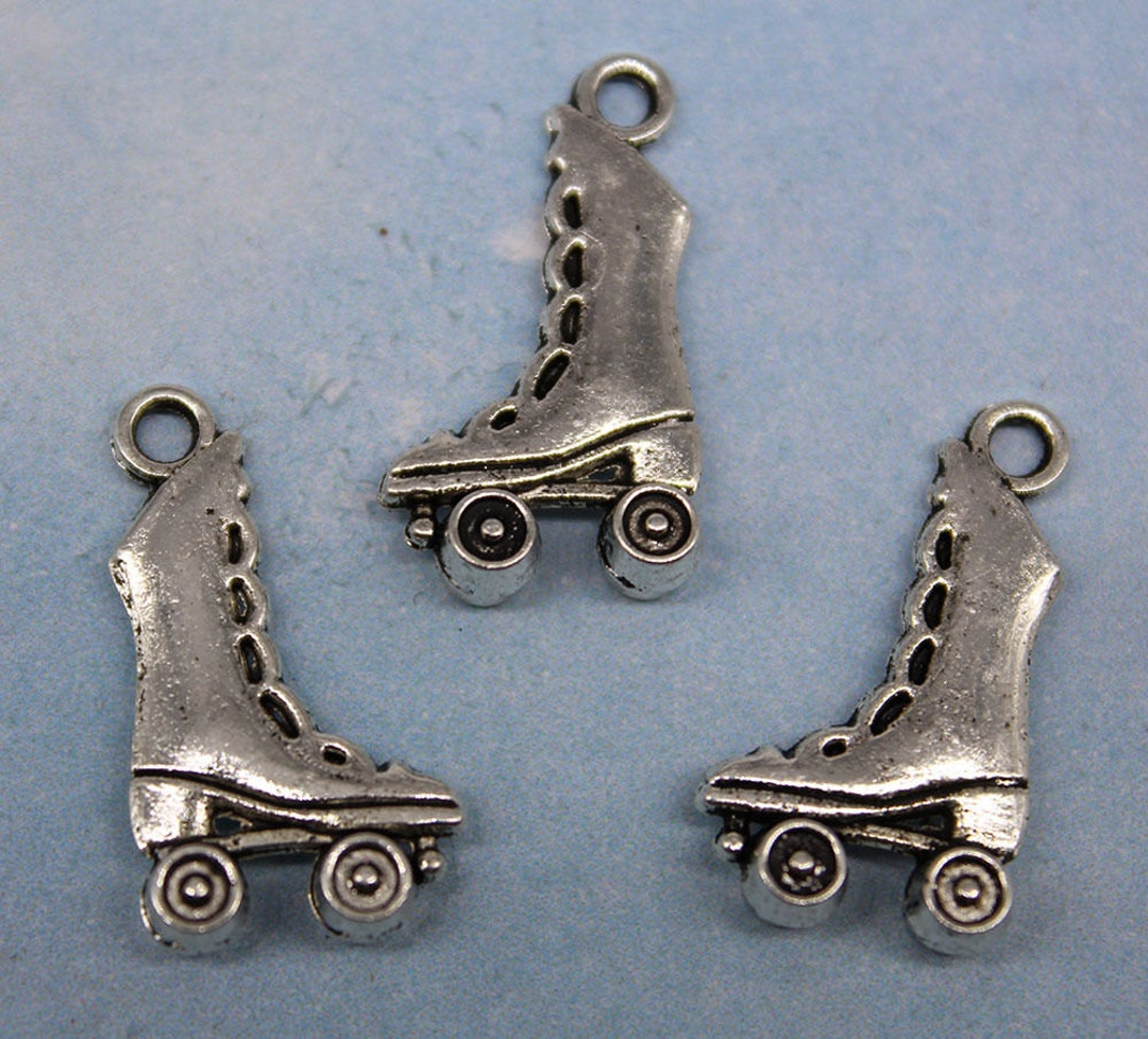 10 Roller Skate Charms Roller Derby Antique Silver 20 X 12 Mm Etsy