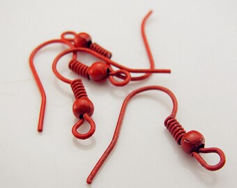 Orange Earring Wires, 20 Ear Wires, Earring Findings Earring Hooks, U.S Seller - ew077