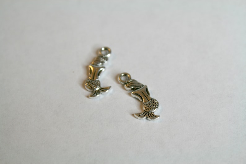 Bulk 100 Mermaid Charms Antique Silver Double Sided 20 x 9 mm US Seller ts1343