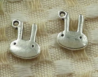 12 Rabbit Charms 13 x 10 mm Antique Silver Tone US Seller ts803