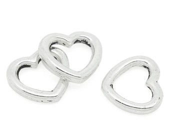 Bulk 80 Heart Charms 11 x 10 mm  Links Antique Silver US Seller ts1270