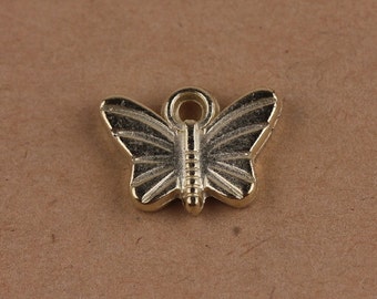 12 Butterfly Charms Gold Tone Plastic 16 x 12 mm  US Seller  pa102