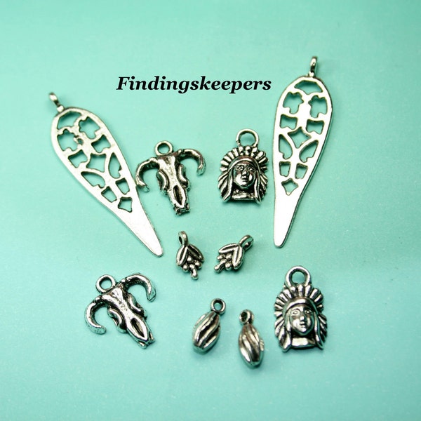 Indian Charm Set Antique Silver Tone -  ts088