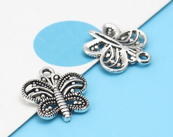 10 Butterfly Insect Charms Tibetan Antique Silver Metal 15 x 14 mm US Seller ts1782