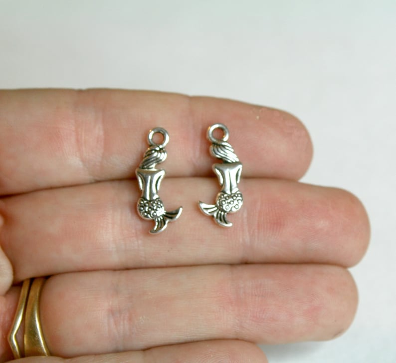 Bulk 100 Mermaid Charms Antique Silver Double Sided 20 x 9 mm US Seller ts1343