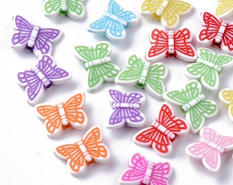 300 Butterfly Spacer Beads color mix 14mm Double-Sided Plastic USA Seller pa240