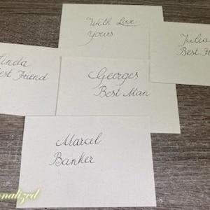 Custom Calligraphy Place Cards with Message, Handwritten Wedding Name Cards set of 10 A6, Personalized Notes, Elegant Event Stationery