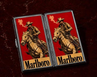Vintage cowboy Cigarette Case Double Sides Art Design Metal Zigarettenetui Joint Holder