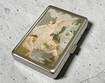 The Swan Maidens Cigarette Case Art Design Metal Zigarettenetui Joint Holder