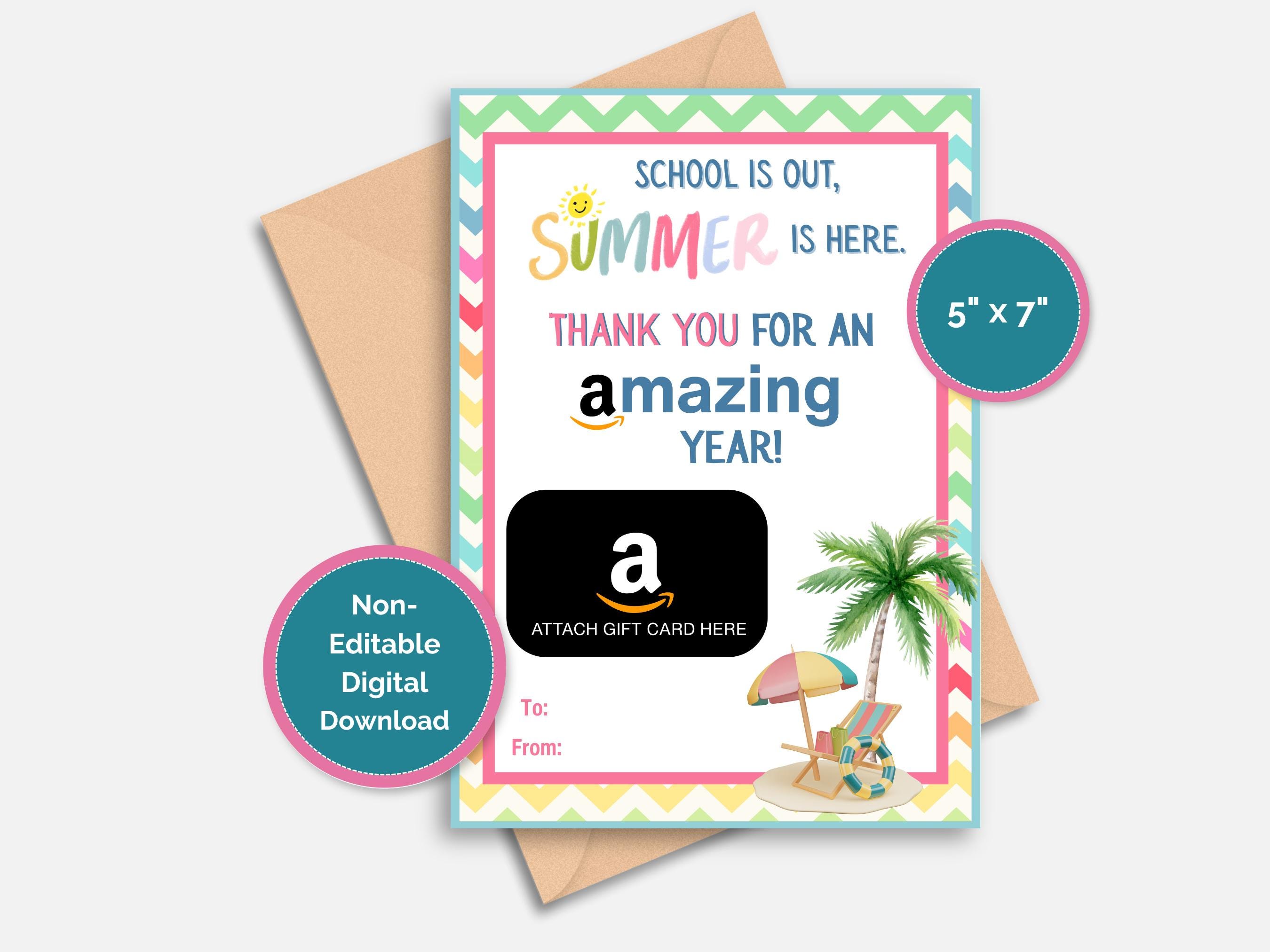 Teacher Appreciation Gift Card Holder, Summer Thank You Card, End of ...