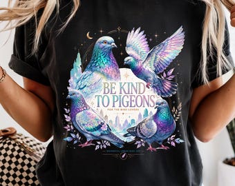 Be Art To Tauben Shirt, schillernde Taube Grafik T-Shirt, Vogel-Liebhaber T-Shirt, wunderliches urbanes Vogel Kunst Geschenk