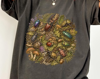 Vintage Käfer Lebensraum Shirt, Insekt Grafik T-Shirt, Entomologie T-Shirt, Cottagecore Natur Käfer Liebhaber Geschenk