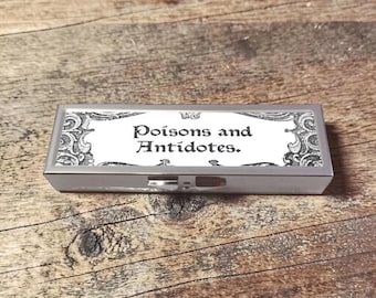 Poisons and Antidotes Pill Box Case Weekly Pill Organizer Pill Organizer 7 Day, Pill Holder, Travel Size