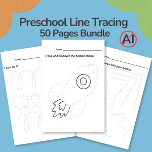 Hojas de trabajo de trazo para preescolar Práctica de escritura Líneas Formas Paquete Libro de actividades para educación en el hogar Currículo de jardín de infantes Aprendizaje de habilidades motoras finas