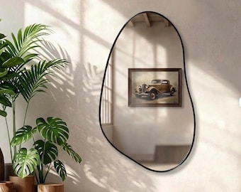 鏡、非対称壁掛け鏡、洋ナシ型