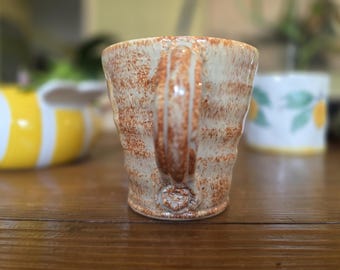 Handmade Ceramic Coffee Mug | Orange Speckled Stoneware Pottery, Wheel Thrown Tea Cup