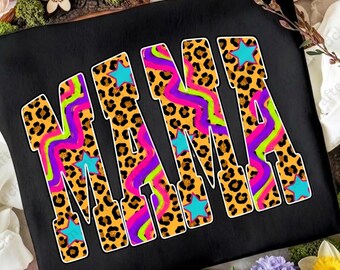 Leopard Mama PNG, Retro Checkered Mother's Day Design (Digital Download)