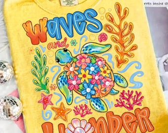 Summer Turtle PNG, Coastal Beach Sublimation File (Digital Download)