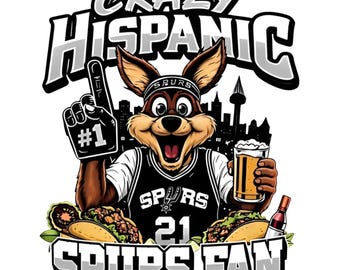 Crazy Hispanic Fan Spurs PNG , Go sprus coyote San Antonio basketball png