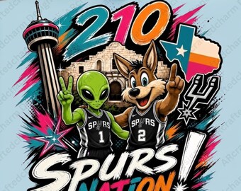 Spurs Coyote Alien PNG, Go Spurs Basketball Art (Digital Download)