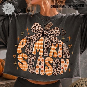 PNG da Temporada de Abóboras, PNG de Abóbora de Outono, PNG de Especiarias de Abóbora, PNG de Laço de Leopardo, Design de Camiseta de Outono, PNG de Sublimação de Outono, PNG de Ação de Graças