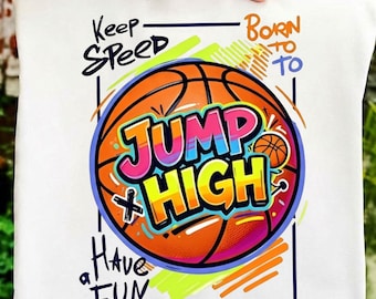 Retro Jump High Basketball PNG , Sports Basketball Sublimation design
