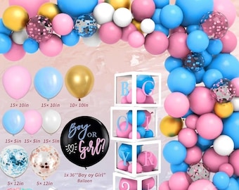 Gender Reveal-decoratieset, roze blauwe ballonboogslinger, feestartikelen babyshower