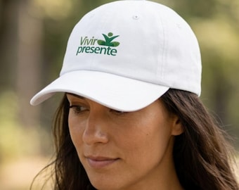 Vivir Presente embroidered dad cap | Spanish mindfulness hat, plant logo
