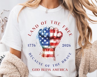 comfort colors land of the free because of the brave t-shirt fourth of July tshirt american heritage patriotic shirt 250 anniversary tee
