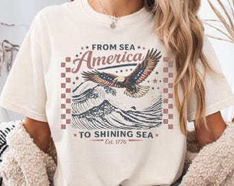 comfort colors from sea to shining sea t-shirt fourth of July tshirt patriotic vintage shirt USA American tee 1776 -2026 250 anniversary