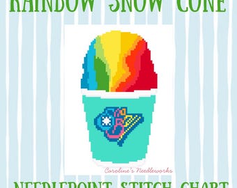 Rainbow Snow Cone Digital Needlepoint Chart - Digital Download