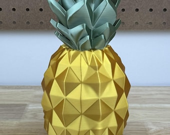 Geometric Pineapple Modern Decor | Low Poly Statue Figurine | Tropical Desk or Table Accessory | Shelf Sitter | Unique Housewarming Gift