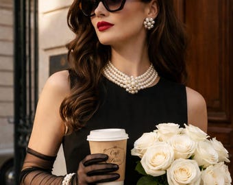 Elegantes guantes largos transparentes, guantes de ópera de encaje negro, accesorio de inspiración vintage.